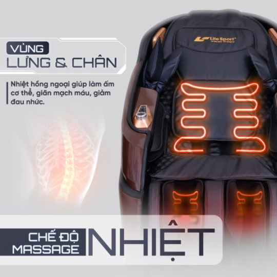 Ghế Massage Lifesport LS-379 – Đen Nâu