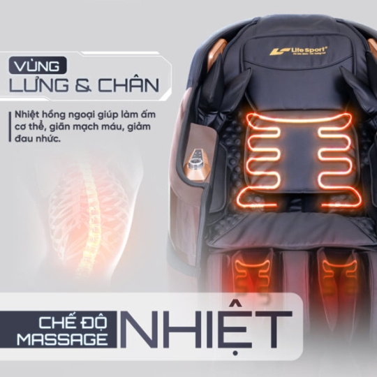 Ghế Massage Lifesport LS-379 – Đen Nâu Đỏ